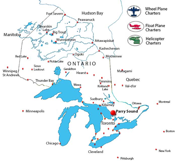 Parry Sound float plane Charter Flights